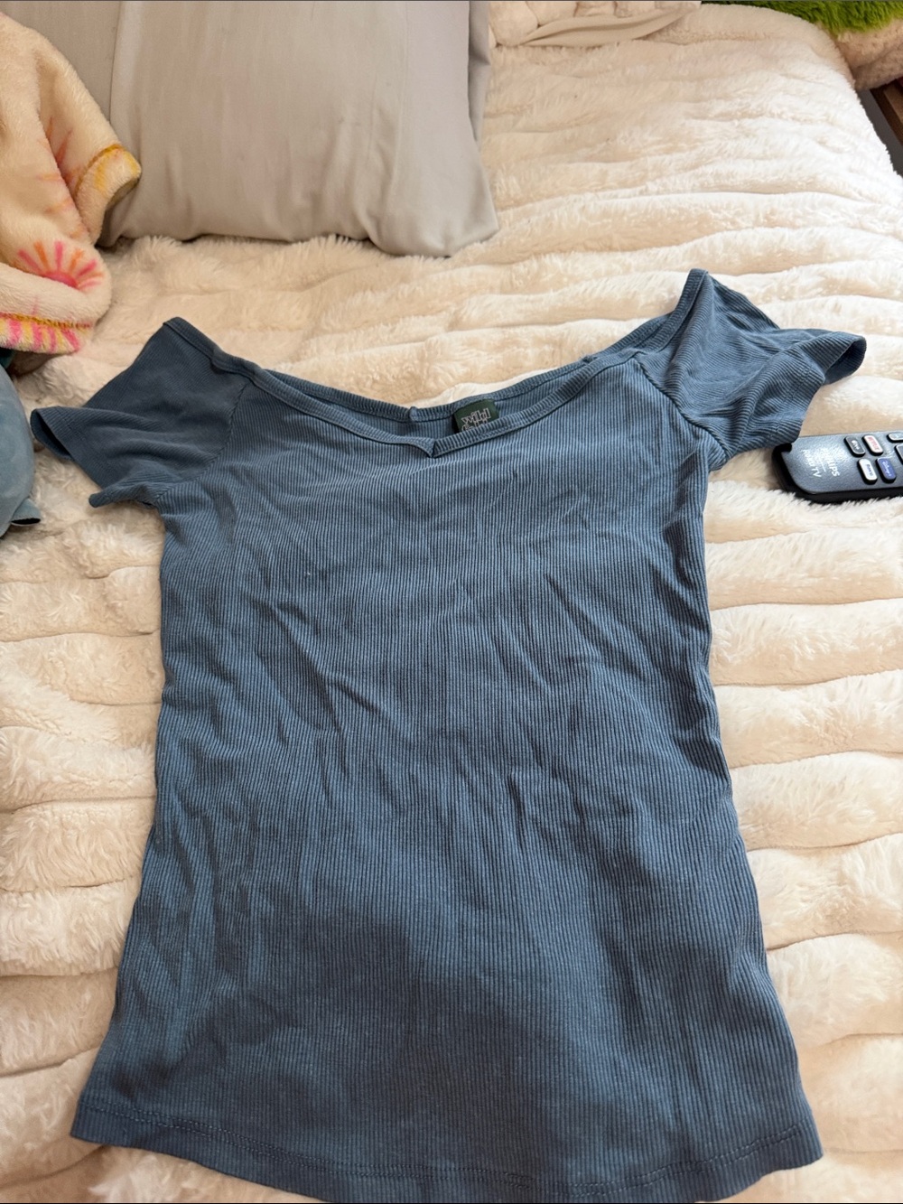 wild fable Slate Blue Ribbed Short Sleeve Tee - Picture 1 of 3